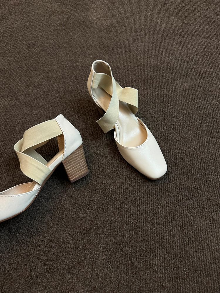 Jane Shoes Cross Strap Heel Chunky Mary