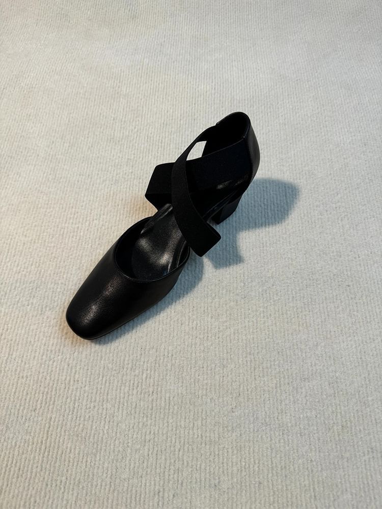 Jane Shoes Cross Strap Heel Chunky Mary