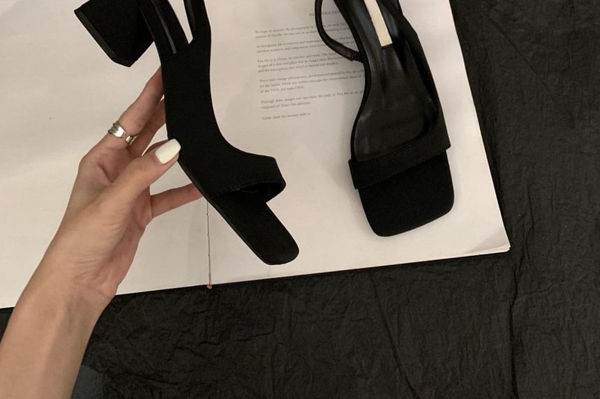 Square-Toe Heel Slingback Sandals Chunky