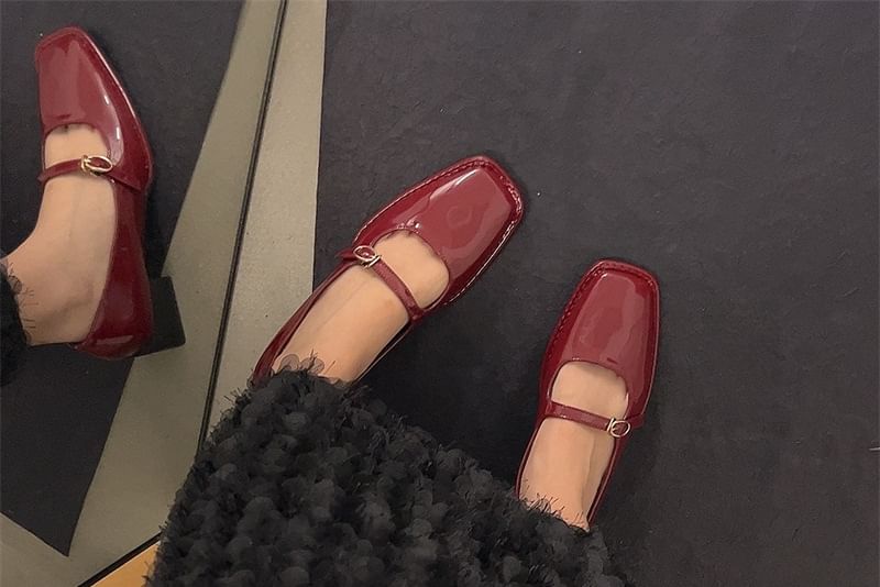 Jane Heel Mary Chunky Shoes Square-Toe