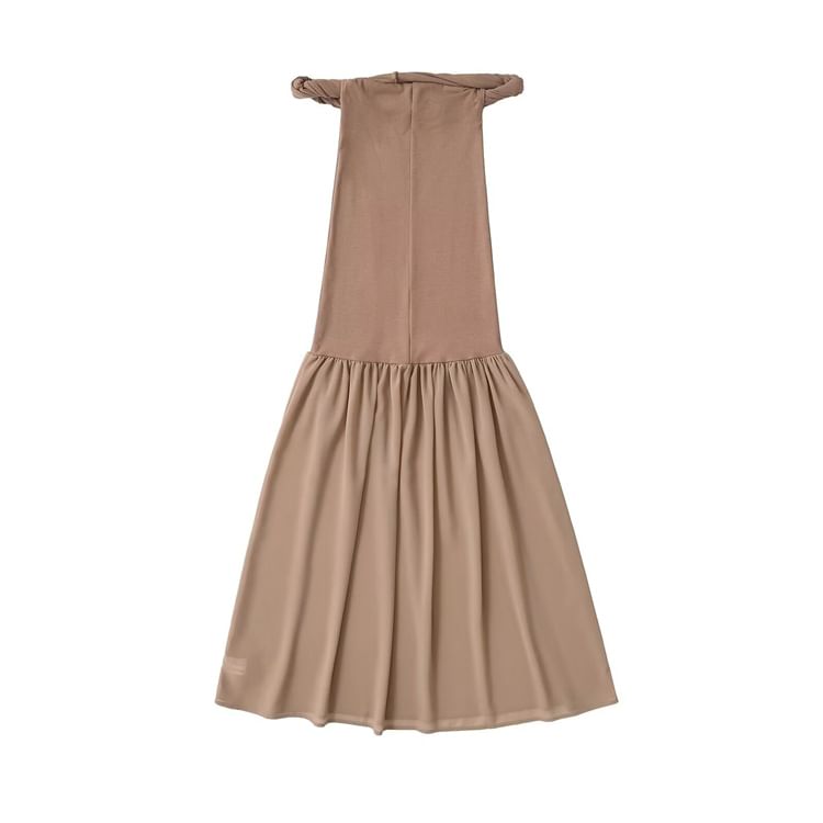 Gathered Panel Off Shoulder Sleeveless Sheath Maxi