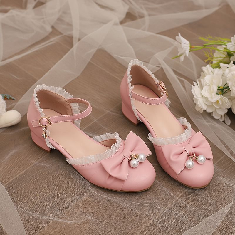 Bowknot Lace Trim D'Orsay Sandals