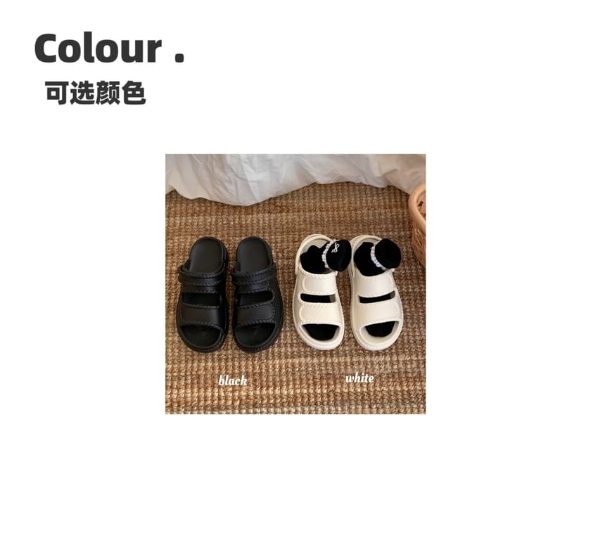 Faux Leather Adhesive Strap Platform Sandals