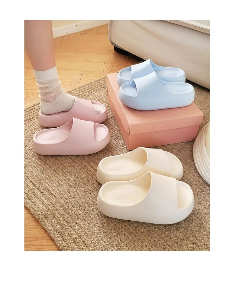 Platform Plain Slide Sandals