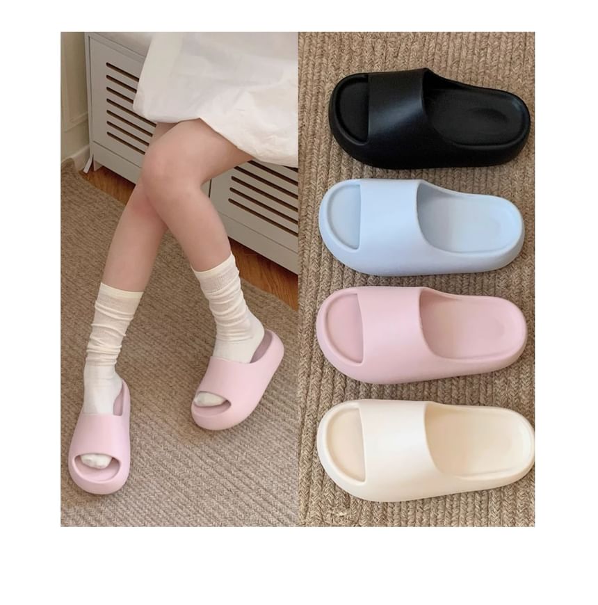 Platform Plain Slide Sandals