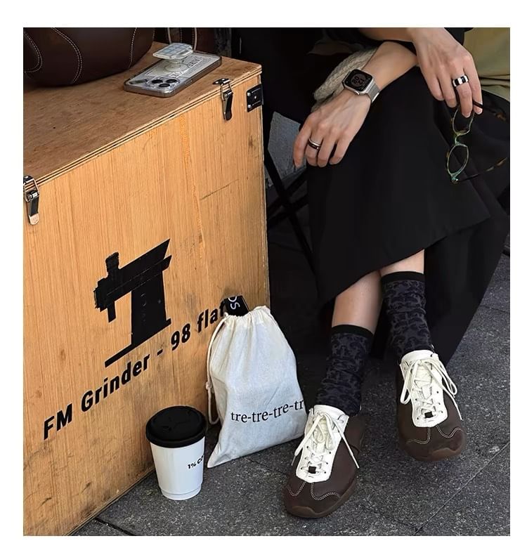 Tone Two Leather Sneakers Lace-Up Genuine