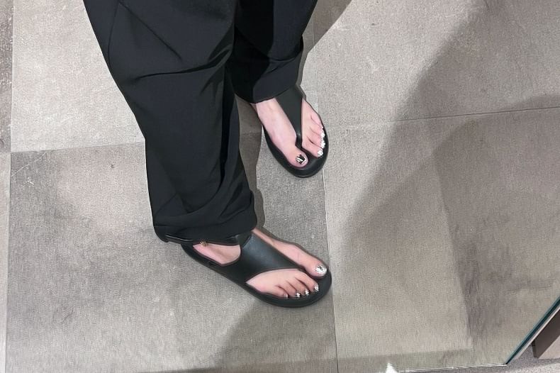 Slingback Leather Sandals Genuine Plain Thong