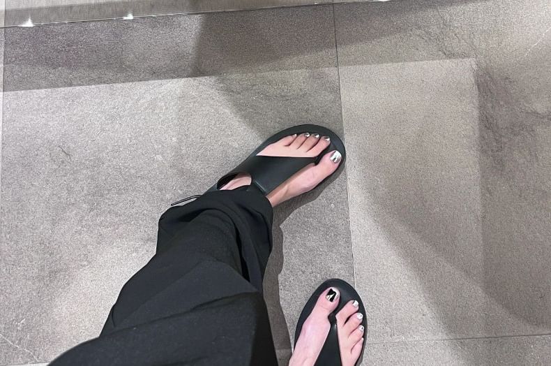 Slingback Leather Sandals Genuine Plain Thong