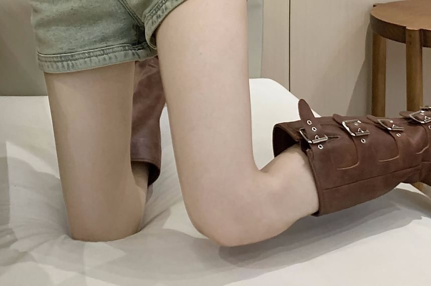 Zipped Pants Hot Washed High Waist Denim