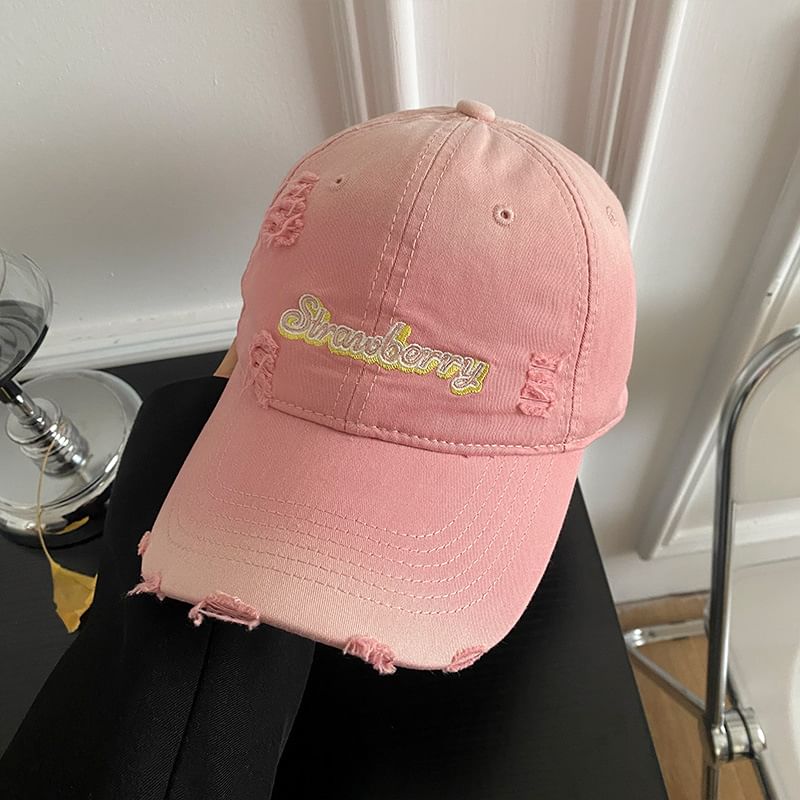 Baseball Embroidered Lettering Cap Distressed