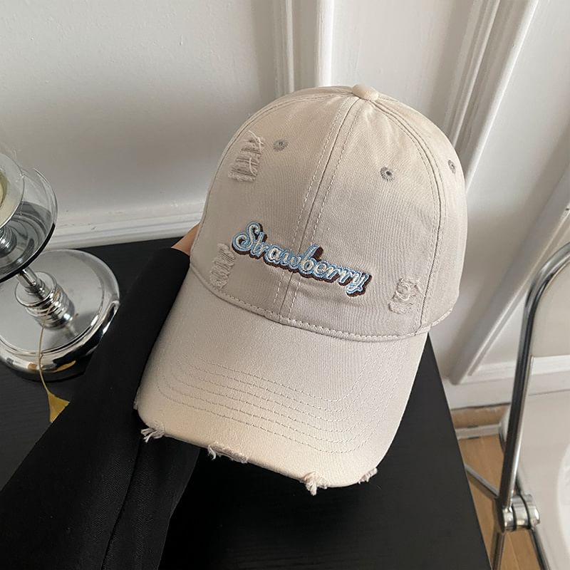 Baseball Embroidered Lettering Cap Distressed