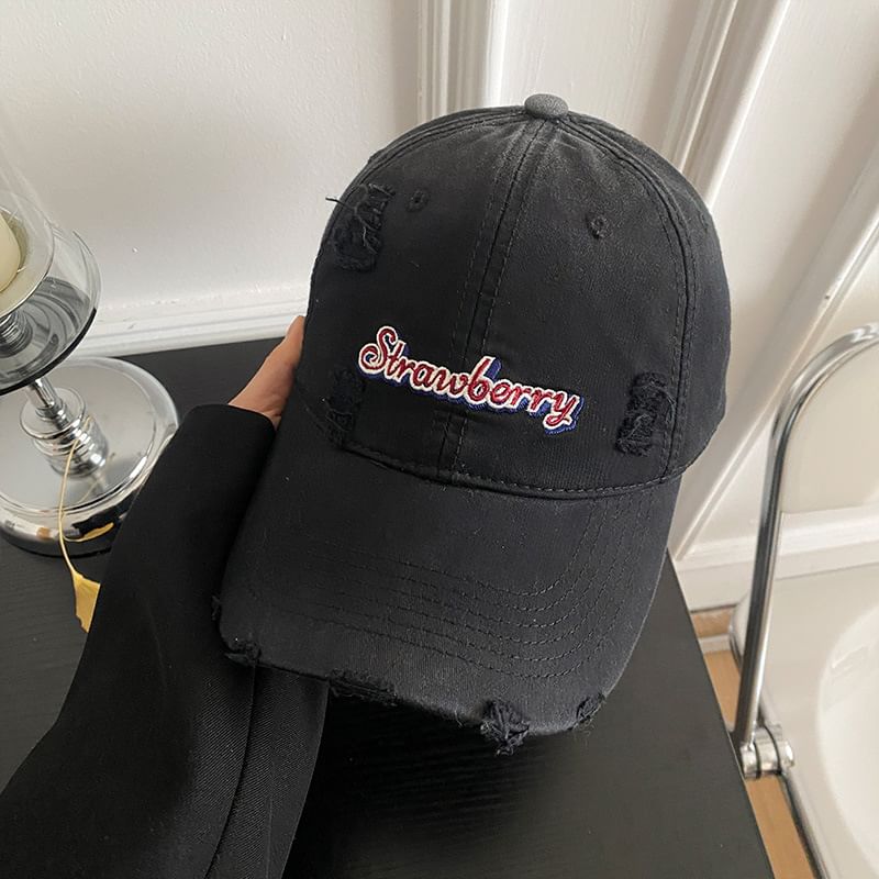 Baseball Embroidered Lettering Cap Distressed