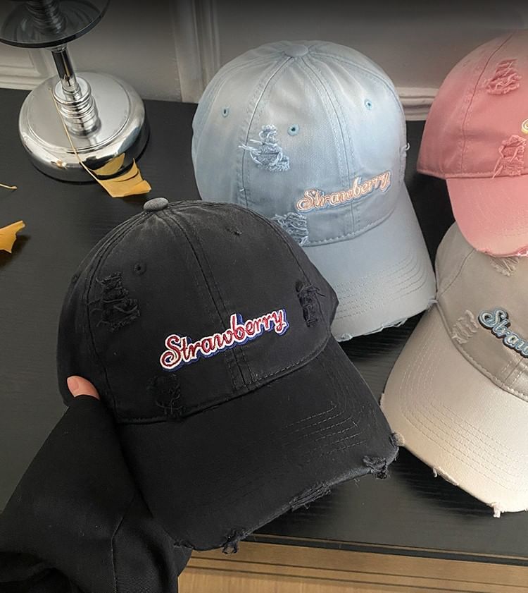 Baseball Embroidered Lettering Cap Distressed