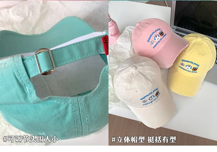 Cap Baseball Distressed Embroidered Cartoon