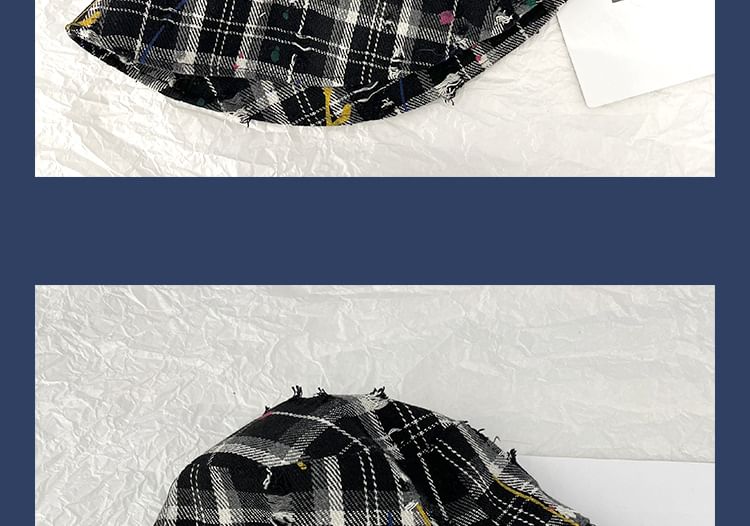 Bucket Hat Distressed Plaid