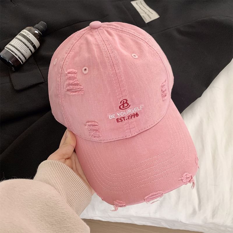 Cap Lettering Baseball Embroidered Distressed