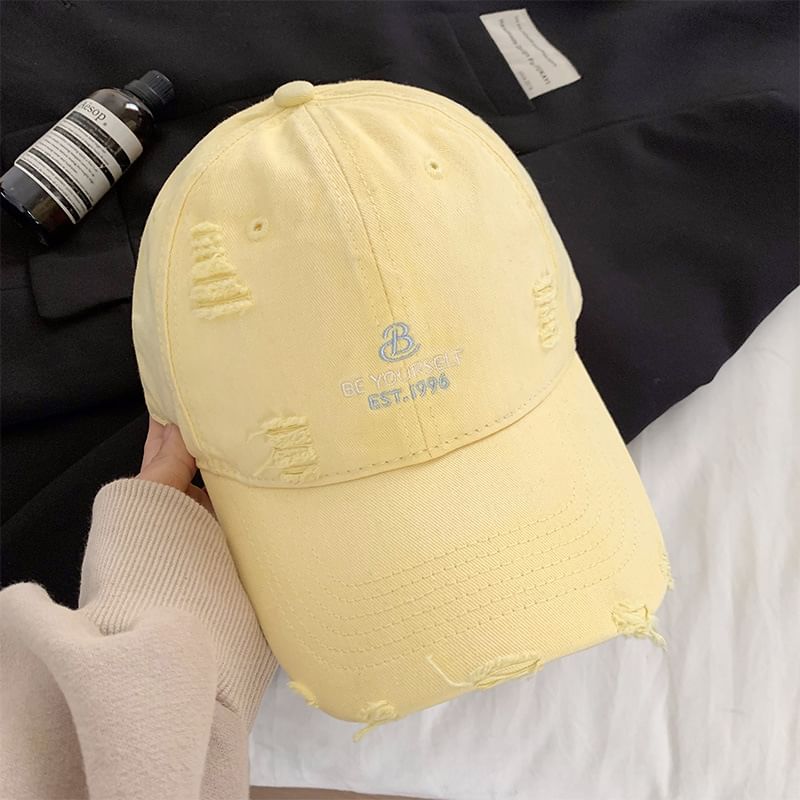 Cap Lettering Baseball Embroidered Distressed