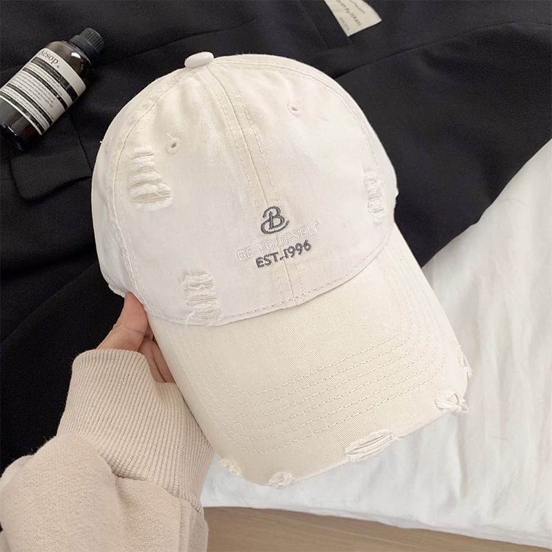 Cap Lettering Baseball Embroidered Distressed