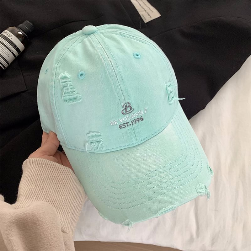 Cap Lettering Baseball Embroidered Distressed