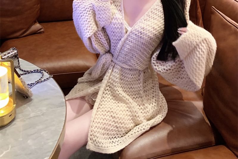 / Flower Strap V-Neck Crochet Bodycon Print Plain Cardigan Mini Dress Spaghetti