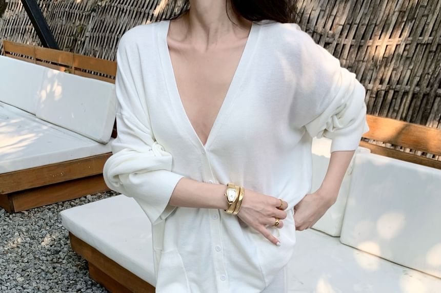 Skirt Mid A-Line V-Neck / Plain Maxi Long-Sleeve Blouse Waist