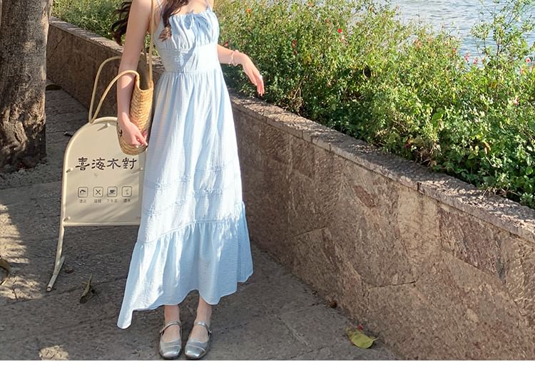 Plain Maxi A-Line Dress with Spaghetti Straps