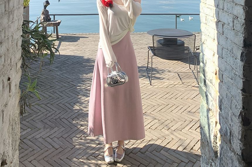 Plain Maxi A-Line Dress with Spaghetti Straps and Cardigan