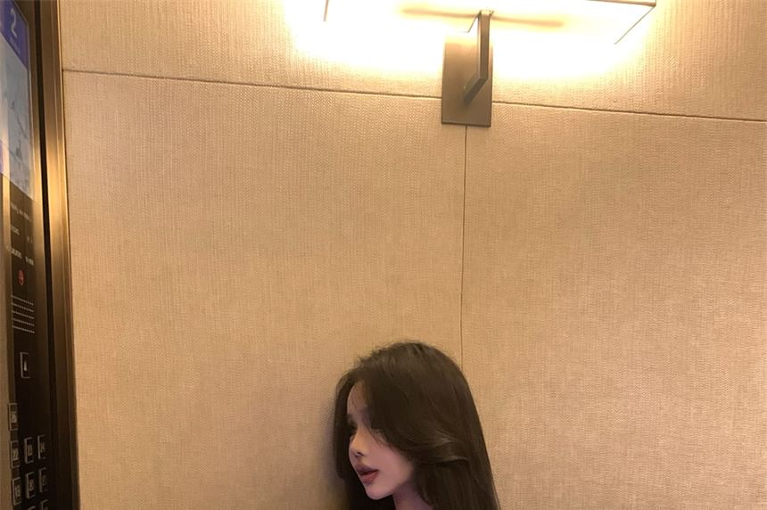 Knit Neck Top Crop Ribbed Halter Plain Camisole