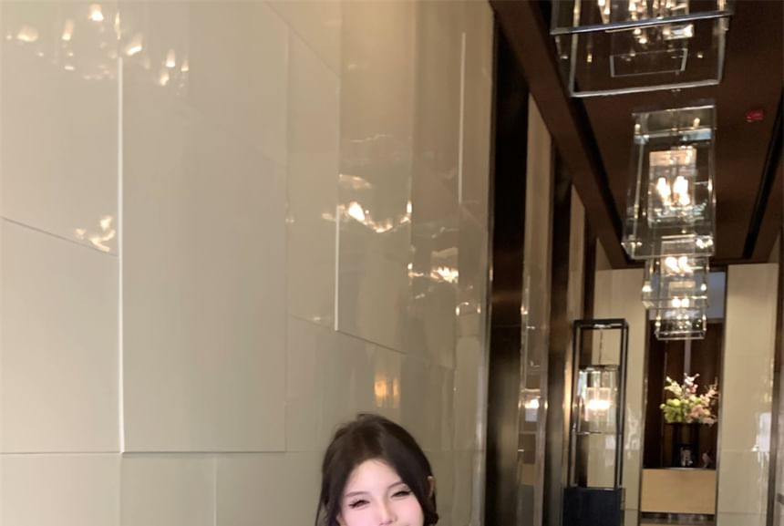 Knit Neck Top Crop Ribbed Halter Plain Camisole