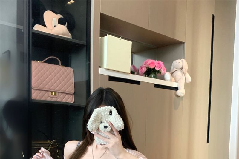 Trim Bodycon Spaghetti Dress Strap Lace Mini Top Neck / Long-Sleeve Knit Plain Bow Scoop