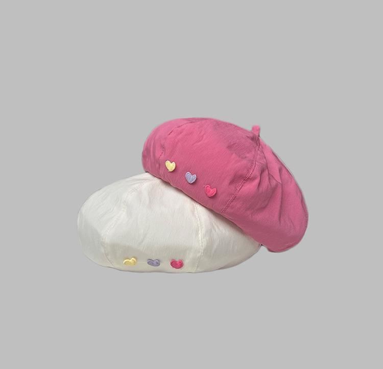 Beret Heart Hat Embroidered