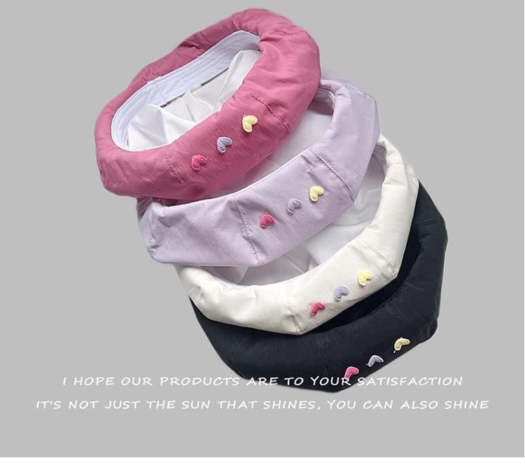 Beret Heart Hat Embroidered