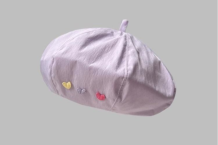 Beret Heart Hat Embroidered