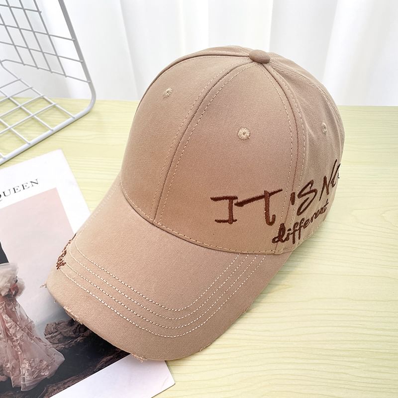 Cap Distressed Baseball Lettering Embroidered