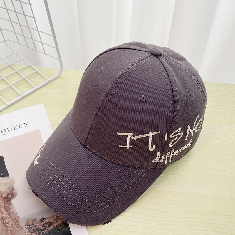 Cap Distressed Baseball Lettering Embroidered