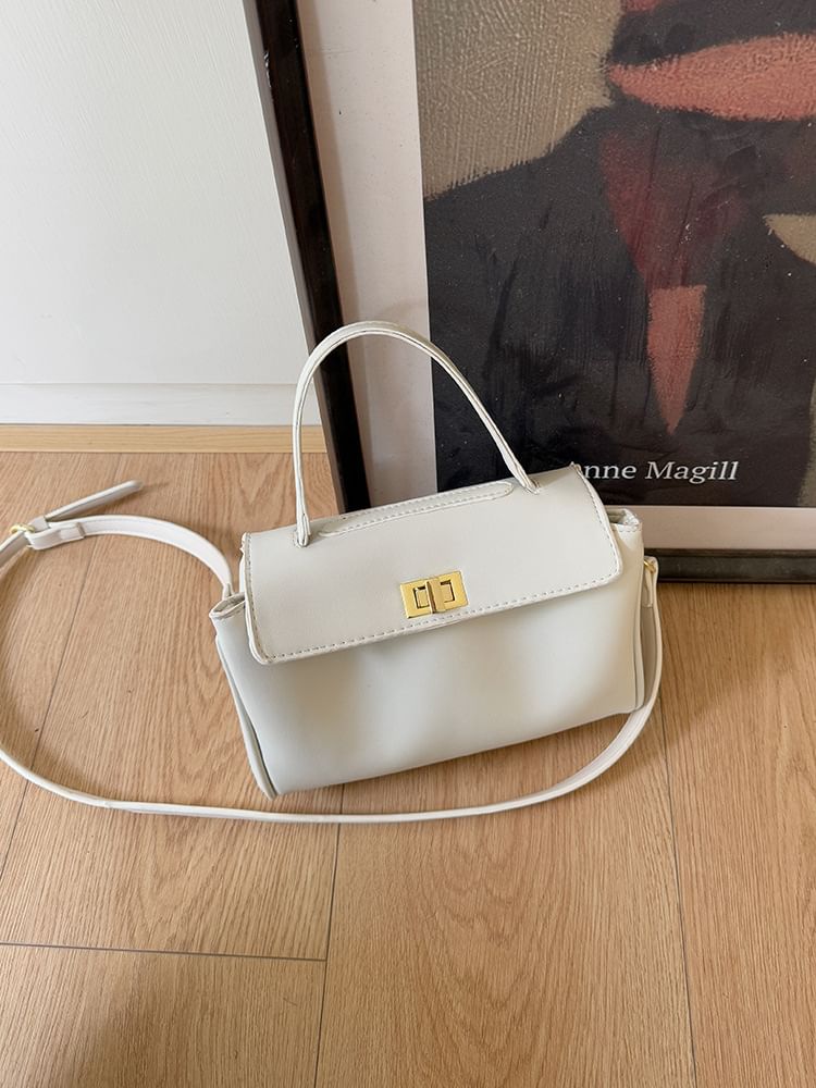 Twist Leather Lock Faux Bag Crossbody