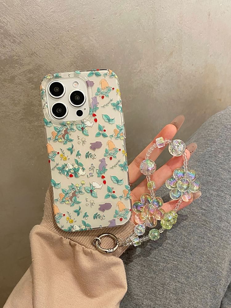 Case / Floral Strap Set Rabbit Phone