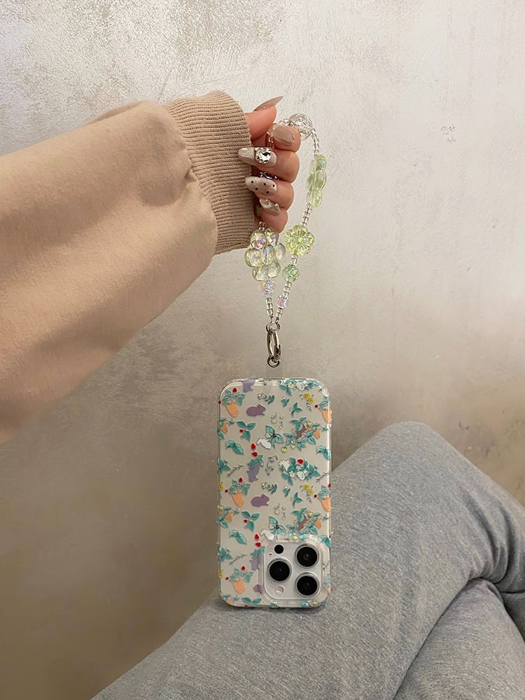 Case / Floral Strap Set Rabbit Phone