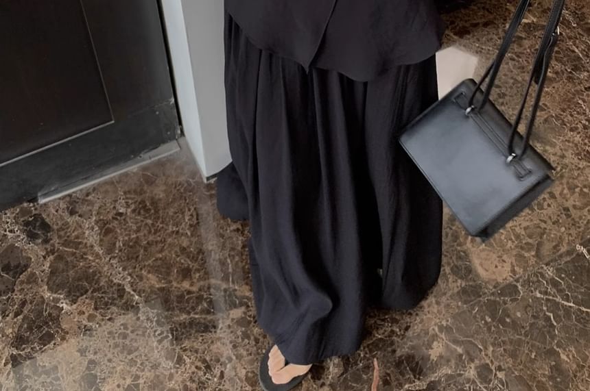 Set: + Skirt Top Plain A-Line V-Neck Waist Tank Elastic Maxi Asymmetrical