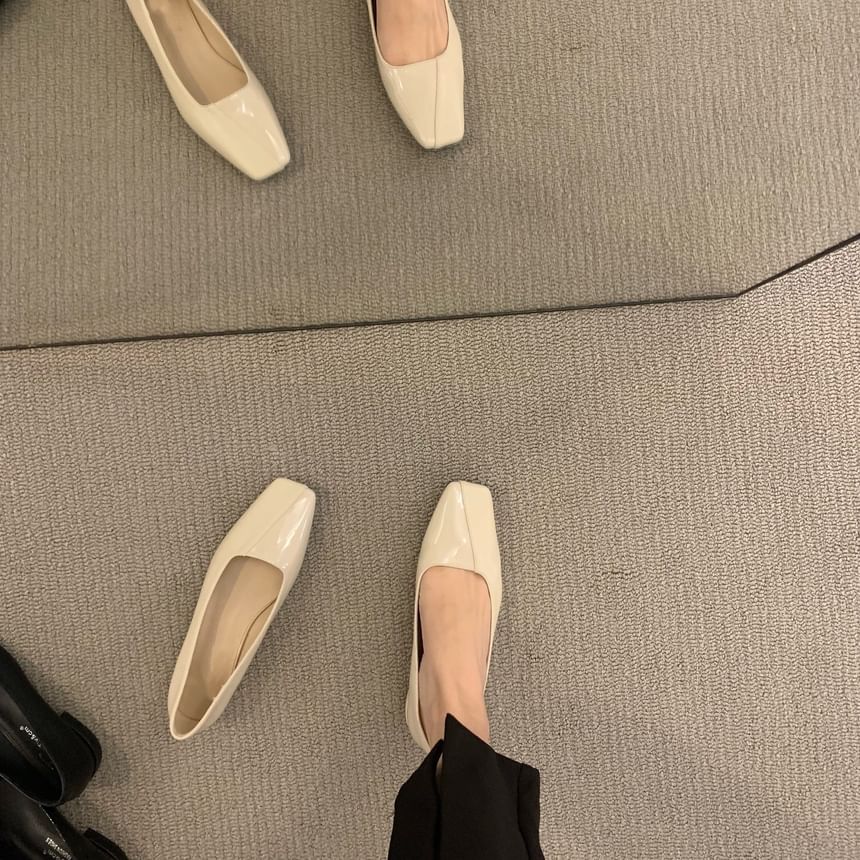 Leather Faux Flats Toe Square
