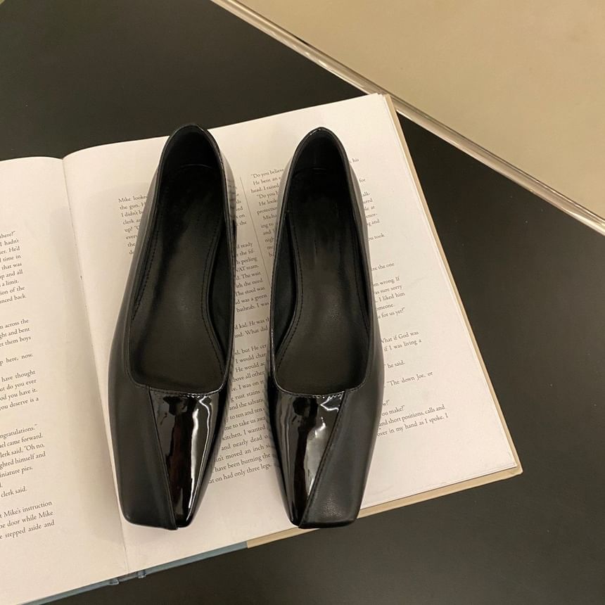 Leather Faux Flats Toe Square