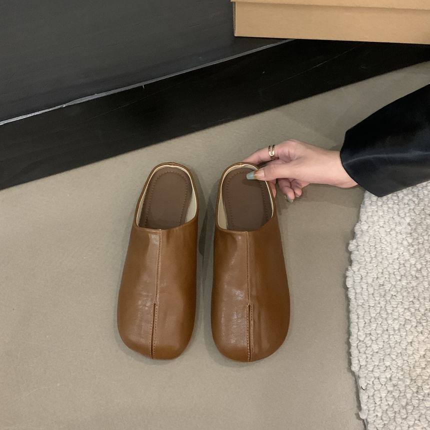 Faux Leather Plain Mules