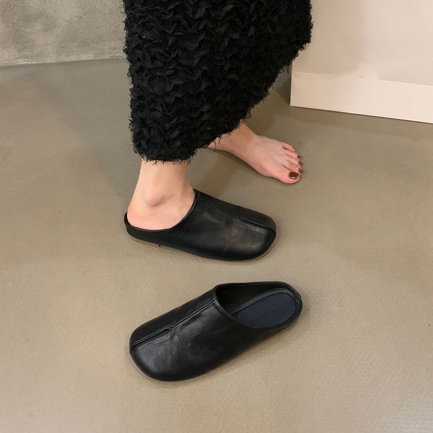 Faux Leather Plain Mules