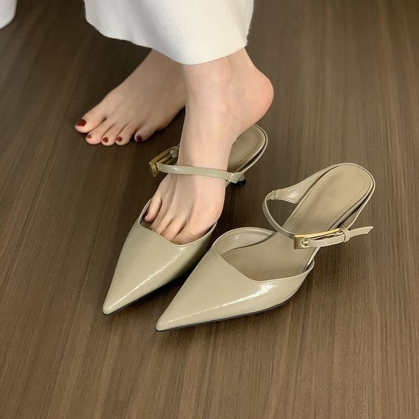 Kitten Heel Pointed Mules