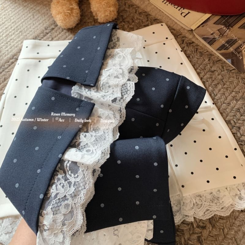 Accent High Bow Waist Mini Panel Skirt Lace A-Line