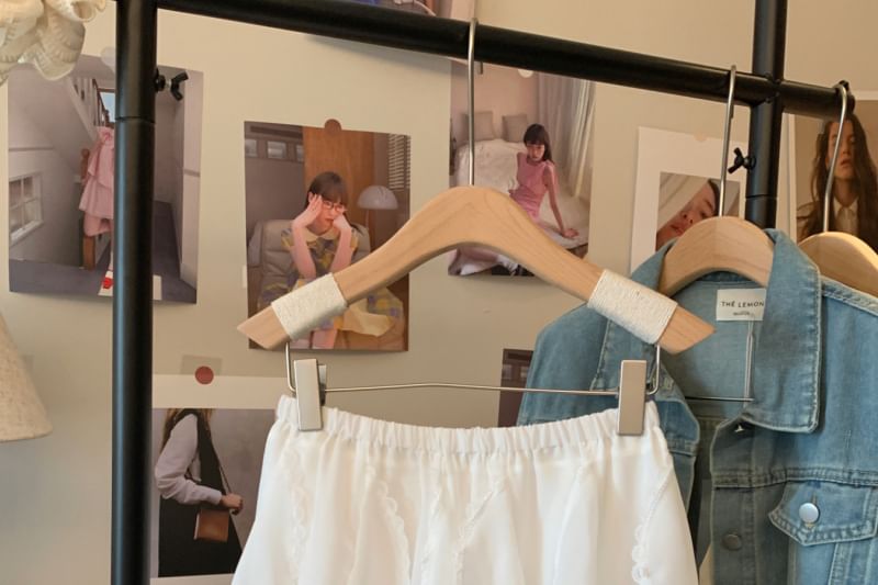 A-Line Lace Mini Waist Plain Ruffle Trim High Skirt