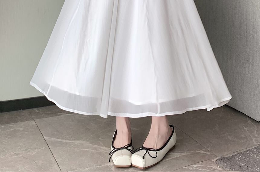 Mesh Rise Skirt A-Line Midi Plain High