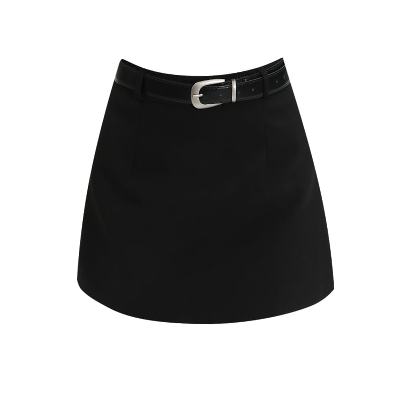 Skirt Mini High A-Line Plain Rise