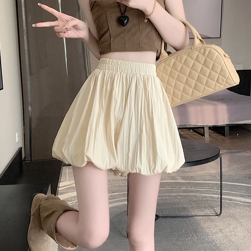 Paperbag Waist Mini Plain High Skort