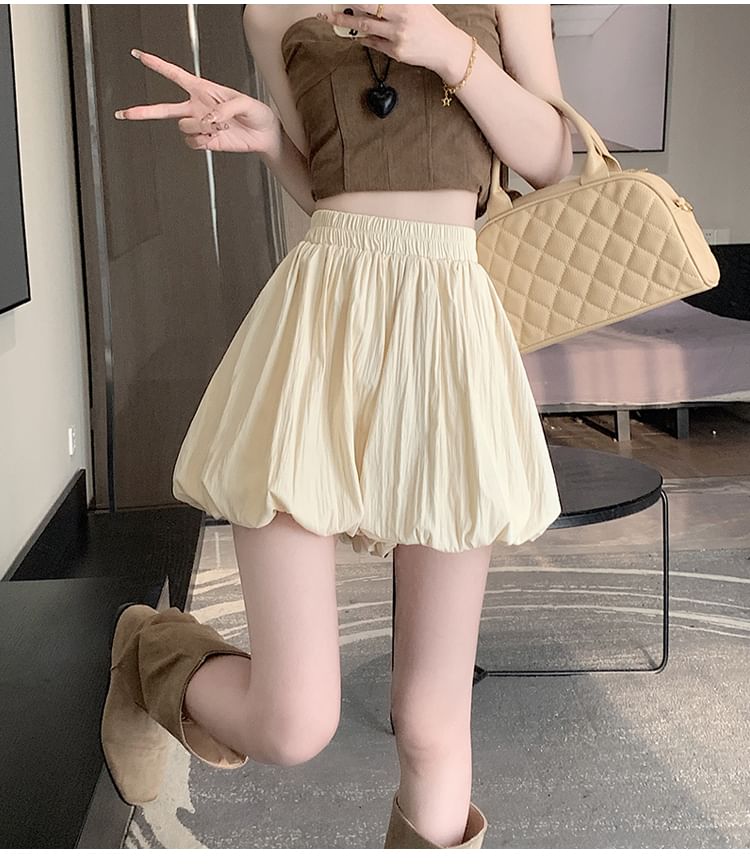 Paperbag Waist Mini Plain High Skort